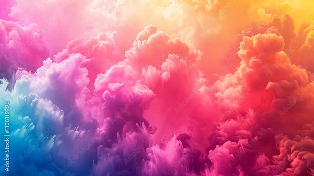 Fototapeta premium abstract happy holi colorful background silhouette man colored fog