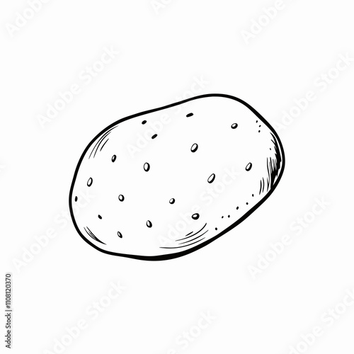 Whole potato on white background, simple and clean image for recipe illustration, farming blog, or food identity design. Concept: organic agriculture poster, cooking-themed graphic design, diet articl