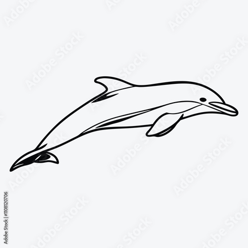 Amazon Dolphin Silhouette White background illustration Generative Ai