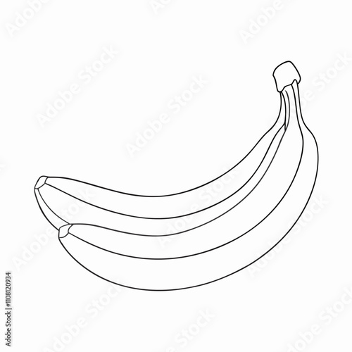 Pair of bananas in light vector outline, minimalist fruit illustration for tropical product packaging, food apps or healthy diet graphics. Concept: summer design, fruit blog visuals, organic food UI, 