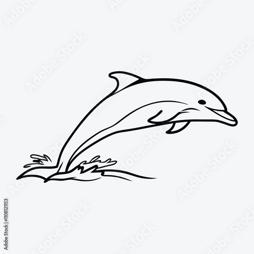 Amazon Dolphin Silhouette White background illustration Generative Ai