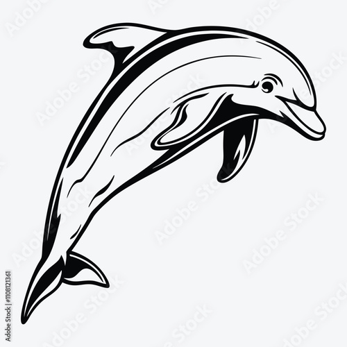 Amazon Dolphin Silhouette White background illustration Generative Ai