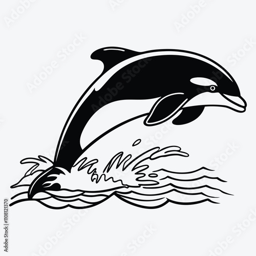 Amazon Dolphin Silhouette White background illustration Generative Ai