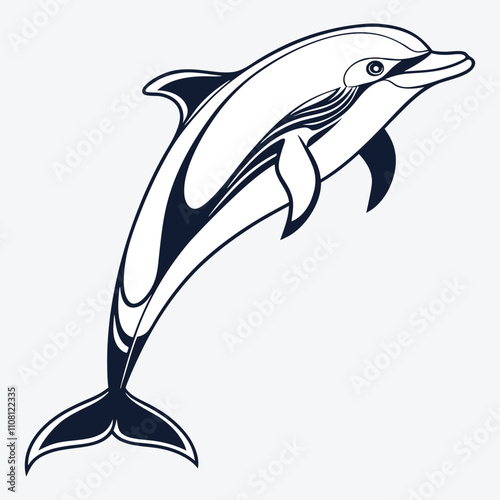 Amazon Dolphin Silhouette White background illustration Generative Ai