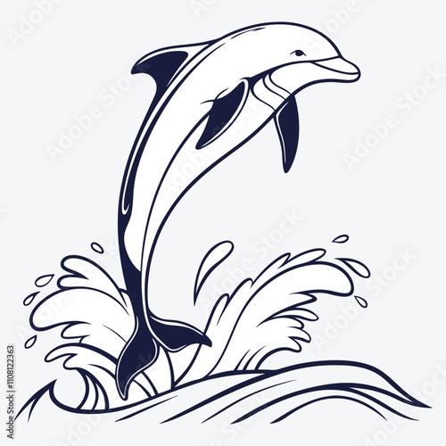 Amazon Dolphin Silhouette White background illustration Generative Ai