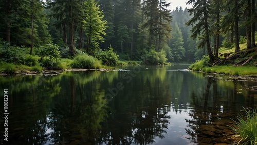 Pond in Krasna Lipa near Bohemian Switzerland Park.