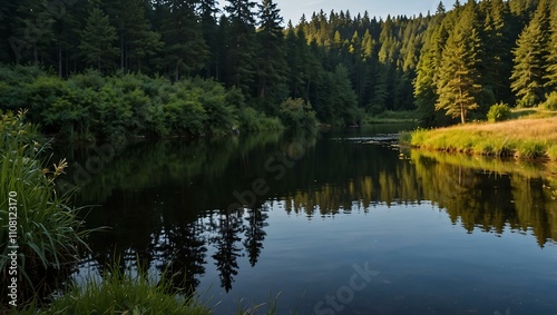 Pond in Krasna Lipa near Bohemian Switzerland Park.