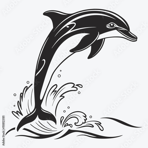 Amazon Dolphin Silhouette White background illustration Generative Ai