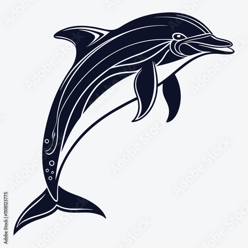 Amazon Dolphin Silhouette White background illustration Generative Ai