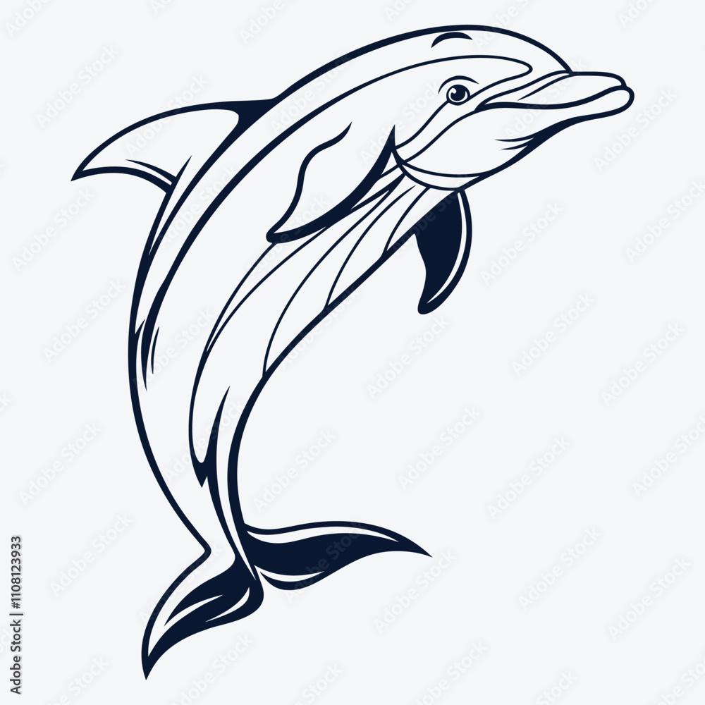 Obraz premium Amazon Dolphin Silhouette White background illustration Generative Ai
