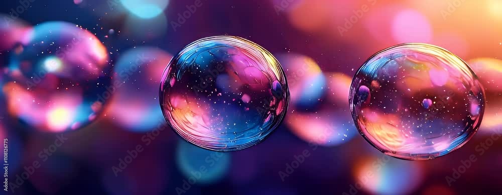 Fond d'écran dynamique de bulles colorées flottant sur fond dégradé sombre