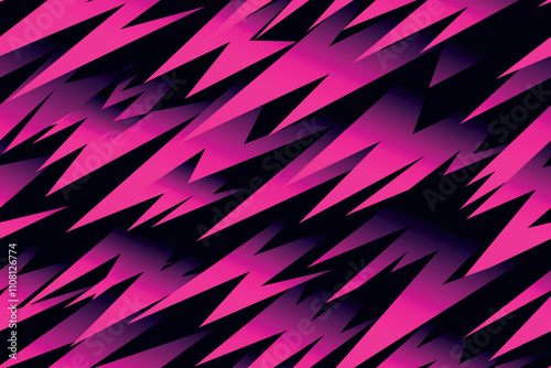 Abstract geometric seamless pattern with curved lines, . Geometrical sharp background. Futuristic grunge pattern for wrapping paper, textile. Pink and dark blue colors