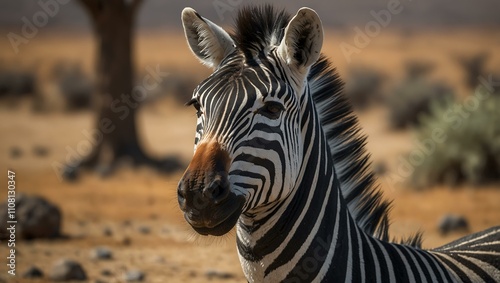 Portrait of a zebra in Namibia, Africa.