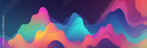 artistic vibrant neon color abstract gradient color  waves background with putple, orange, blue, yellow colors photo