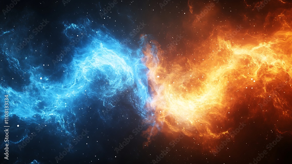 Obraz premium Fiery Cosmic Energy Surges with Plasma Lightning and Electric Explosions in Space