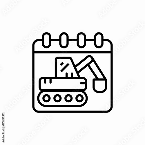 excavator day calendar icon sign vector
