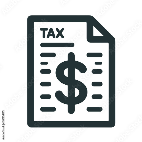 Tax icon featuring a tax document with a dollar sign prominently displayed