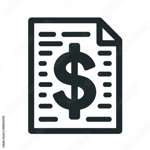 Tax icon featuring a financial document with a dollar sign