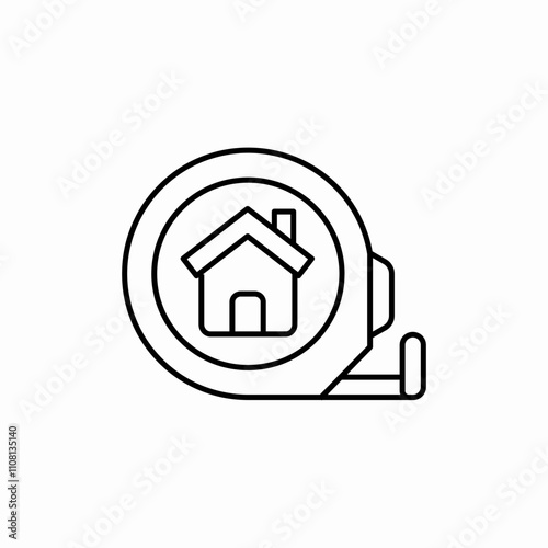 measuring tape house icon sign vector
