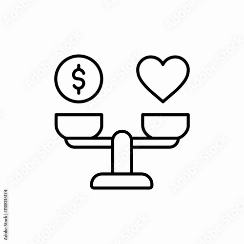 money or love scales icon sign vector