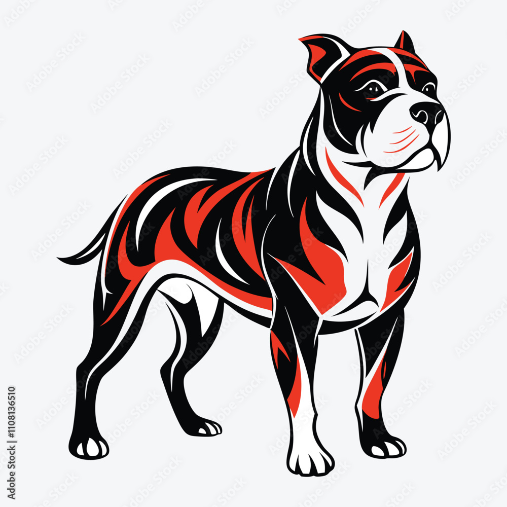 Fototapeta premium American Bulldog vector White background illustration Generative Ai