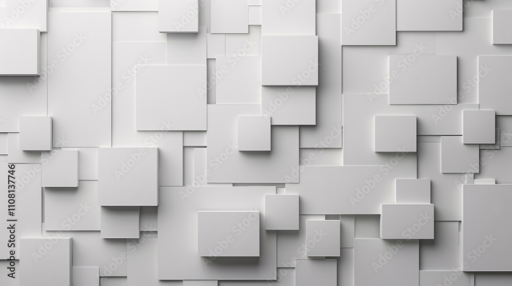Abstract White Background with Squares: White background featuring squares.