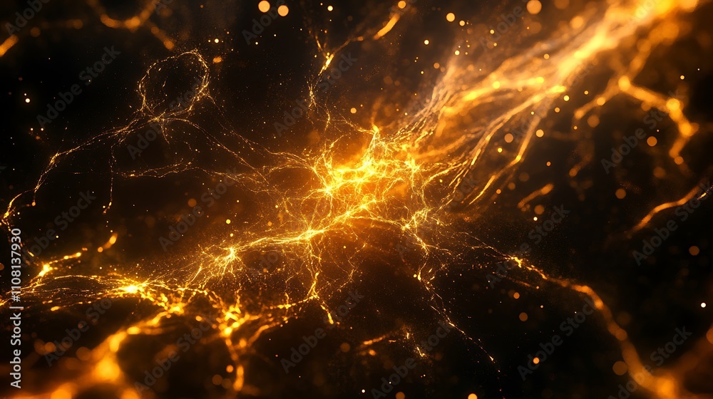 Obraz premium Fiery Cosmic Energy Surges with Plasma Lightning and Electric Explosions in Space
