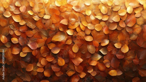 A Close-up of a Pile of Golden and Brown Autumn Leaves