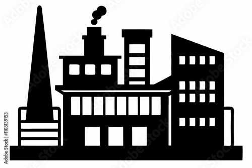 factory line art silhouette vector illustration