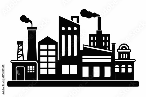 factory line art silhouette vector illustration