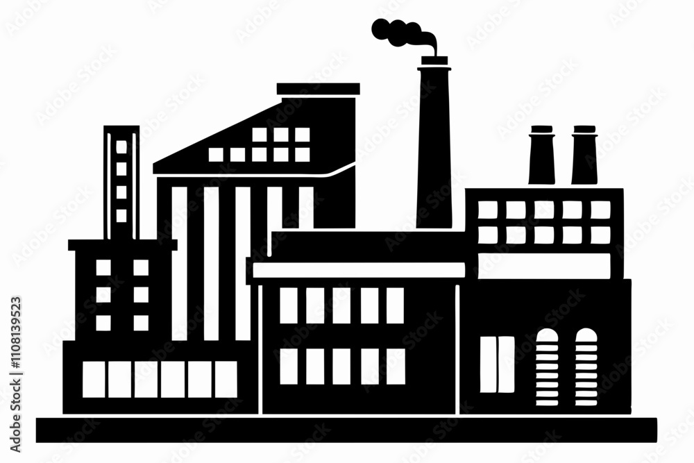 Obraz premium factory line art silhouette vector illustration