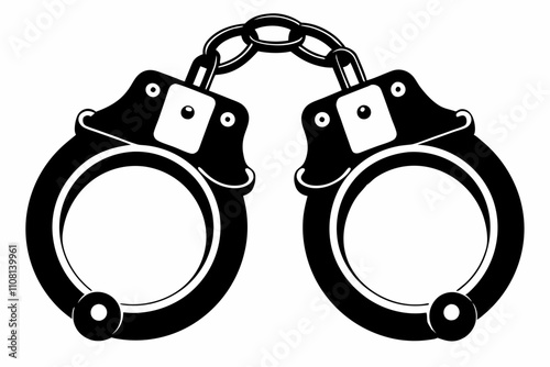 handcuff line art silhouette vector illustration