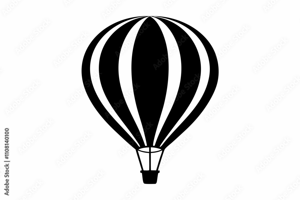 Obraz premium hot air balloon line art silhouette vector illustration