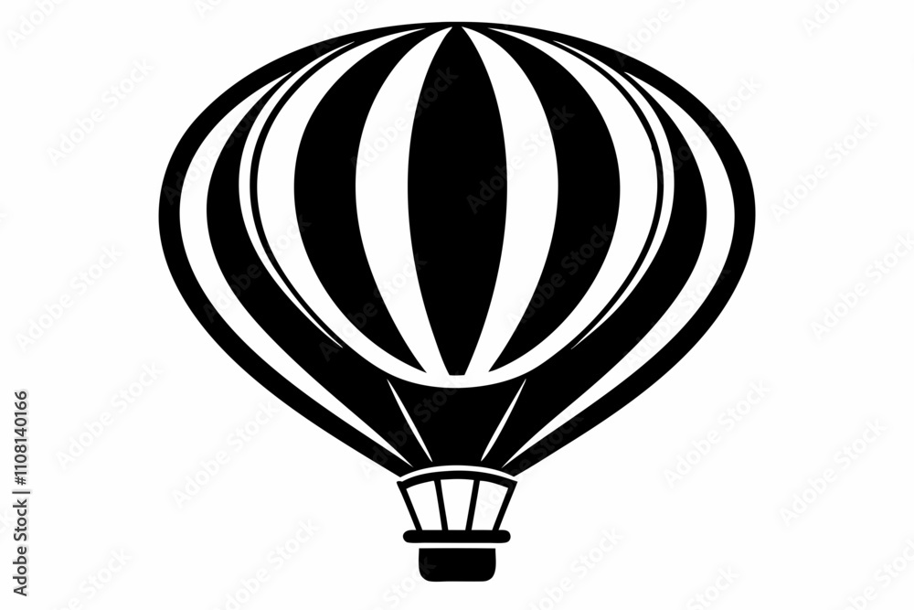 Obraz premium hot air balloon line art silhouette vector illustration