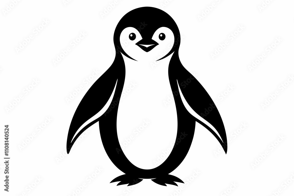 Fototapeta premium penguin line art silhouette vector illustration