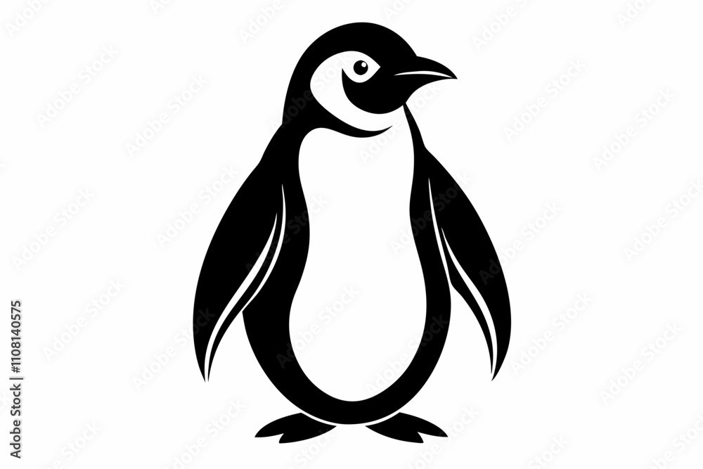 Obraz premium penguin line art silhouette vector illustration