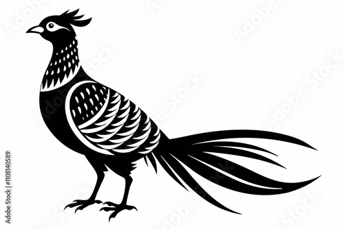 pheasant line art silhouette vector illustration