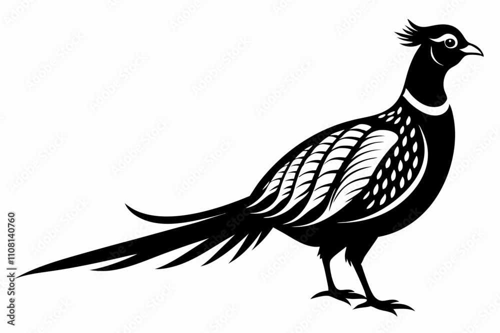 Fototapeta premium pheasant line art silhouette vector illustration