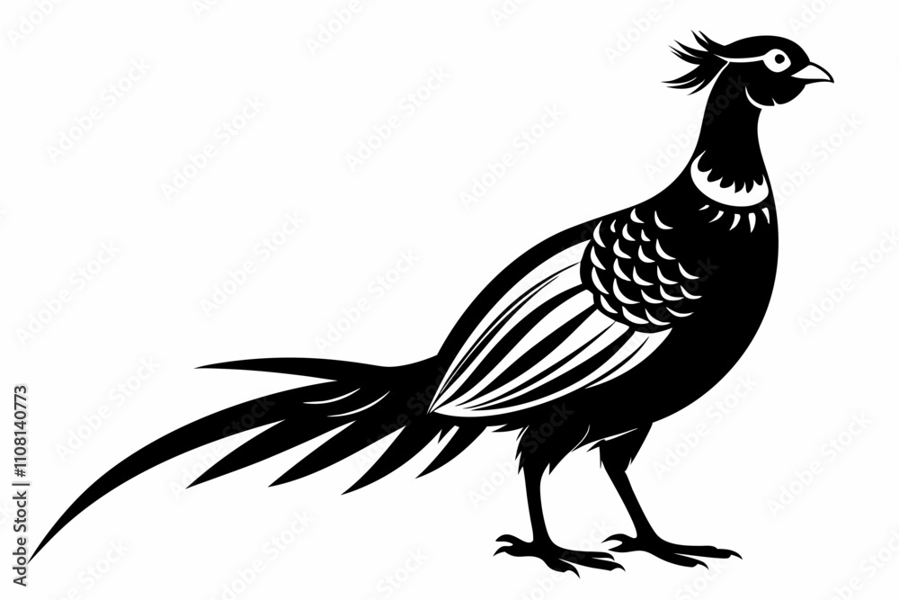 Fototapeta premium pheasant line art silhouette vector illustration