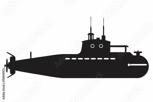 submarine line art silhouette vector illustration