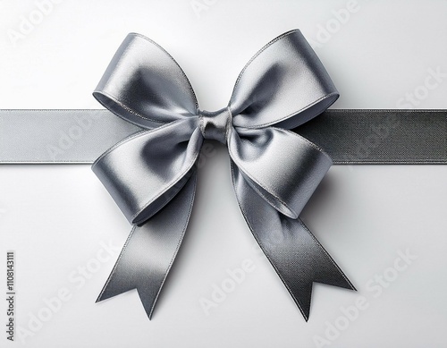 silver ribbon and bow isolated on a white background for decorating and decorating gift boxes christmas valentine s day photo