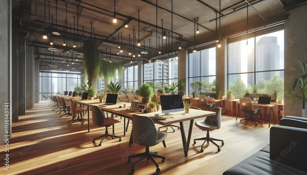 Fototapeta premium Modern Office Space with Natural Light