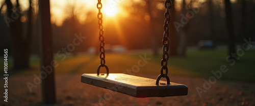 Empty Swing at Sunset - Symbolizing Loss and Childhood Memories