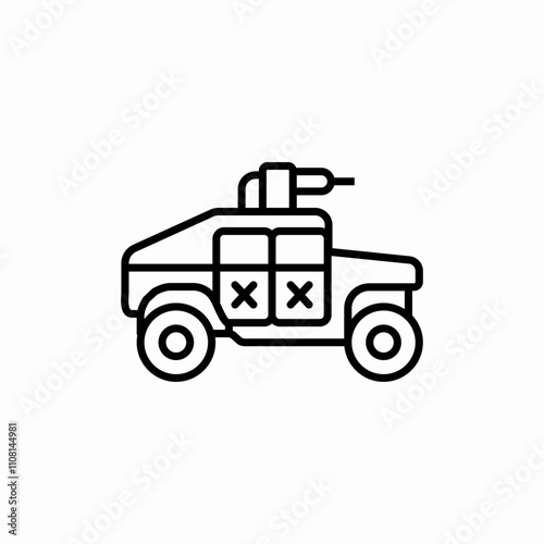 off road machine gun army icon sign vector