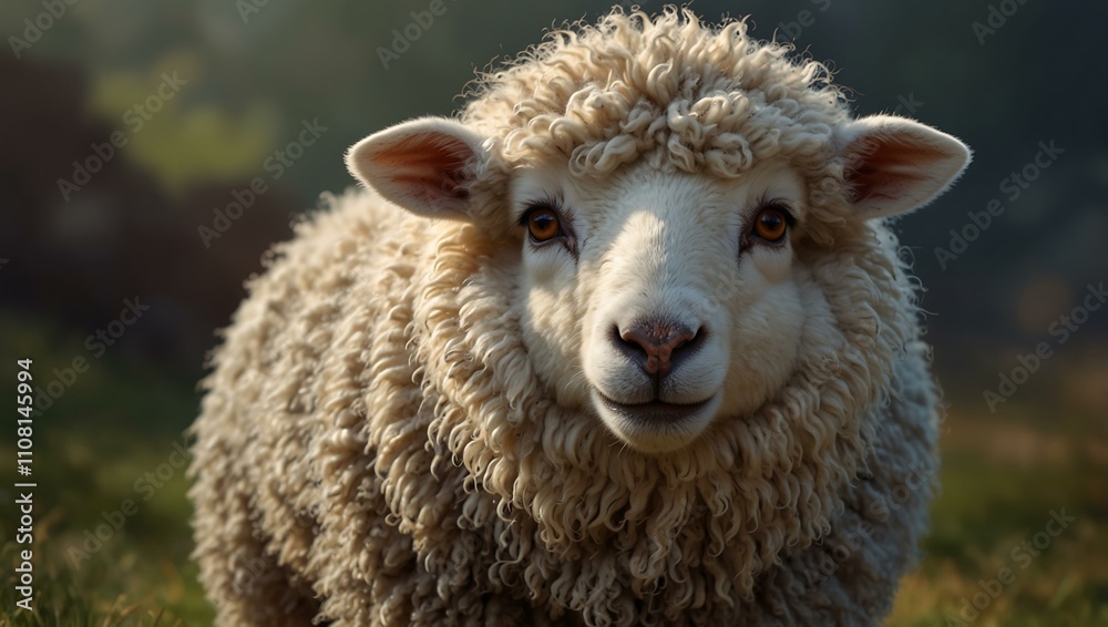 Realistic cartoon avatar of a cute sheep. Realistic cartoon avatar of a cute sheep.