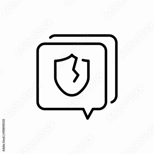 speech bubble cracked protection icon sign vector