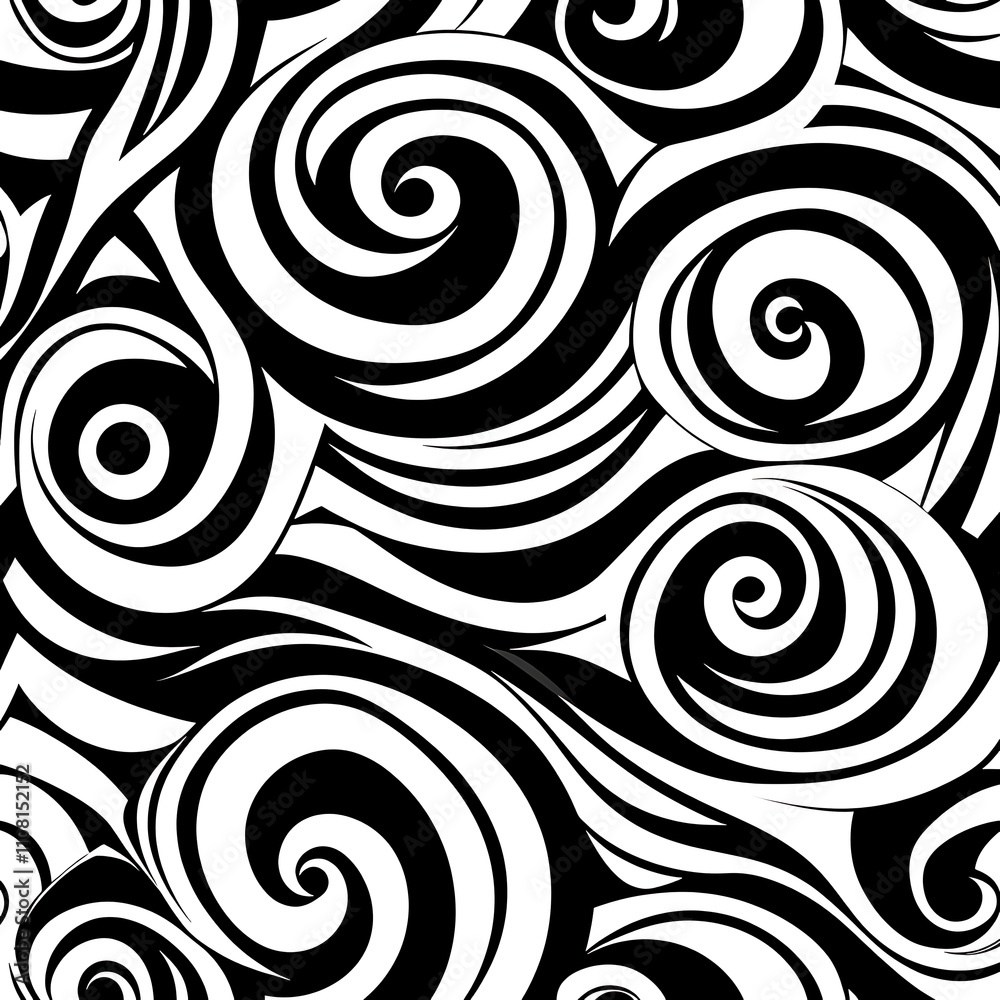 Fototapeta premium Bold ethnic swirl design with black pattern image
