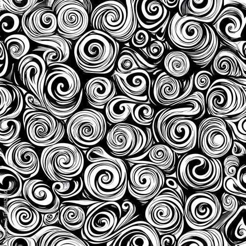 Intricate swirl black pattern ethnic graphic design picture
