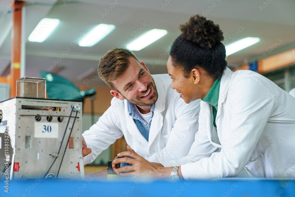 Fototapeta premium Robotics Collaboration in Classroom Setting