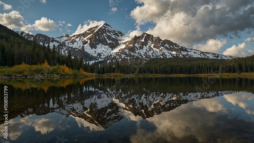 Reflection of East Beckwith Mountain in Lost Lake, Colorado. photo